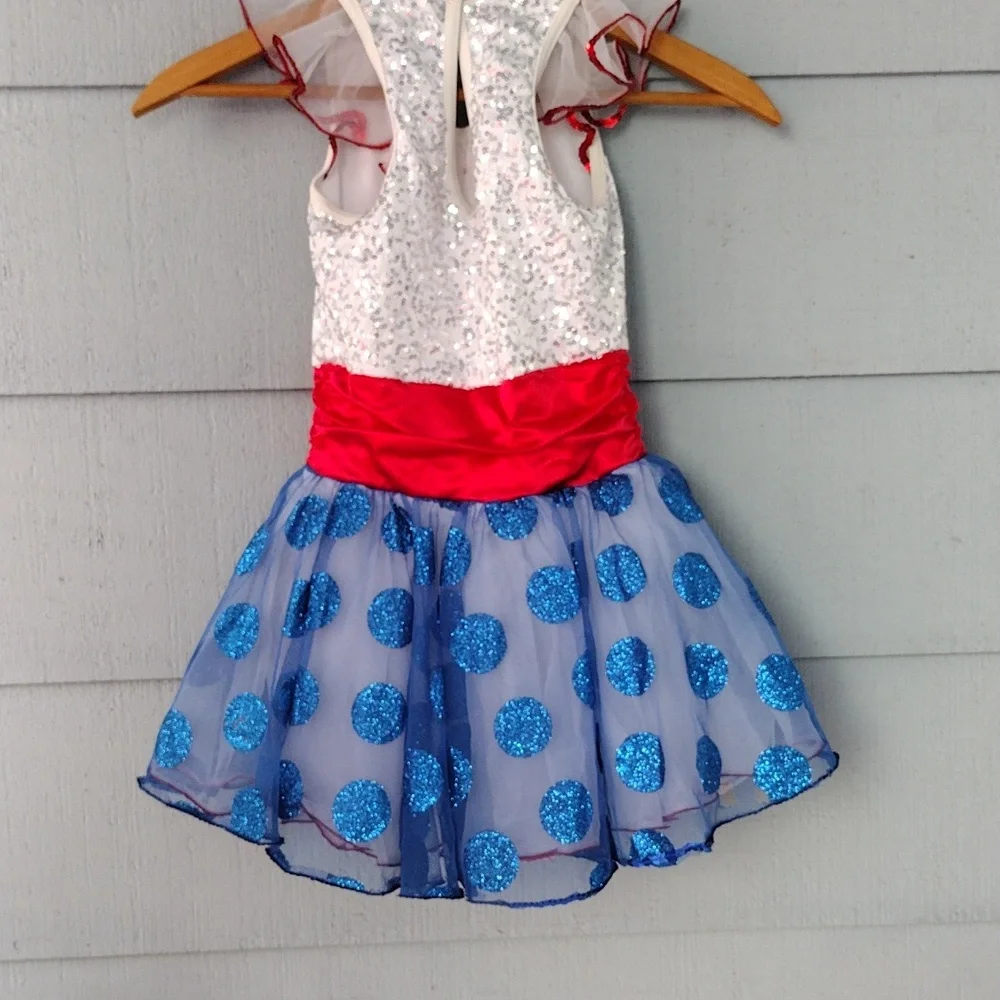 Weissman Sparkling Blue, Red and White Kids Dance Costume Dize 7/8